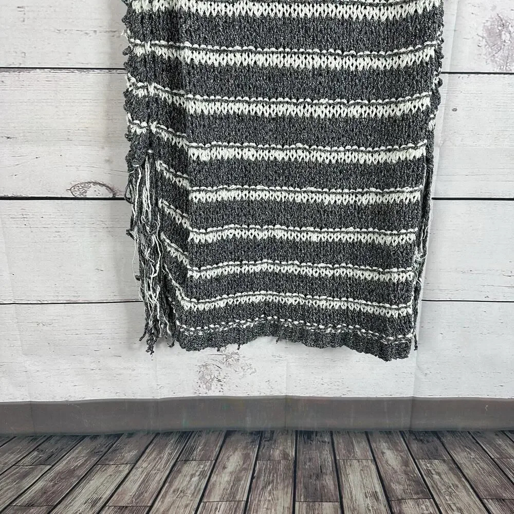 Free People Sweater Womens Small Blue Folksong‎ Fringe Vest Loose Knit Top